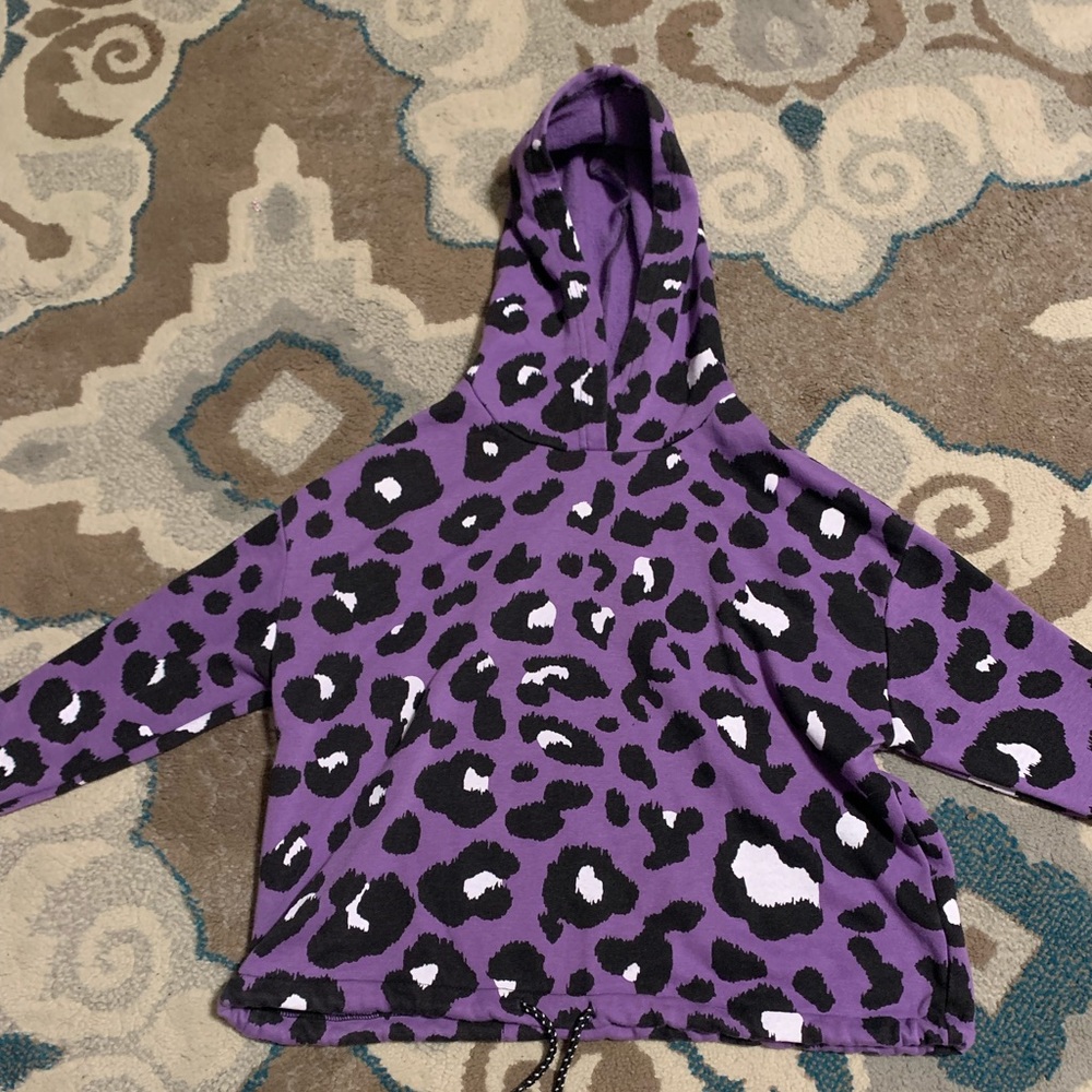 Purple Cheetah Print Cropped Hoodie